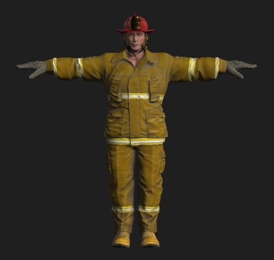 3D model of firefighters Low-poly 3D model_2