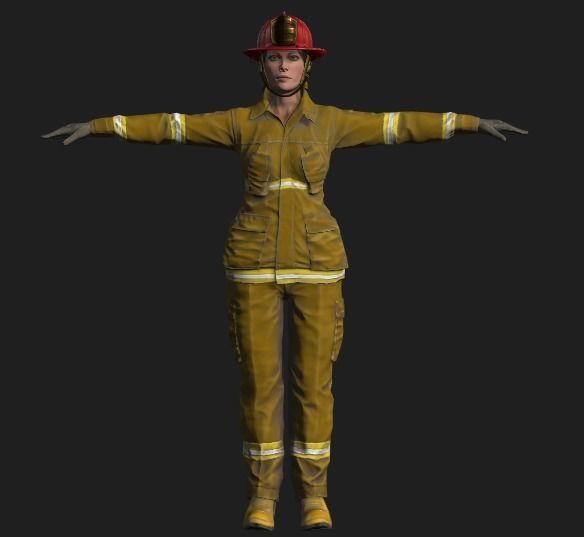 3D model of firefighters Low-poly 3D model_3