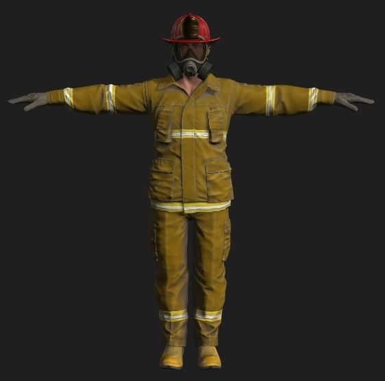 3D model of firefighters Low-poly 3D model_4