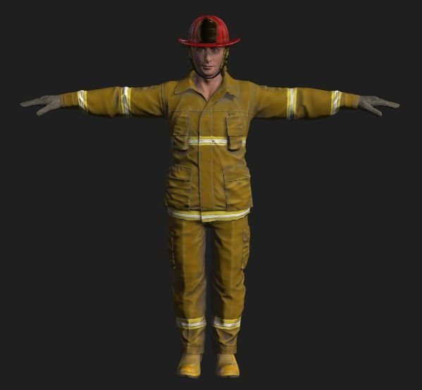 3D model of firefighters Low-poly 3D model_1