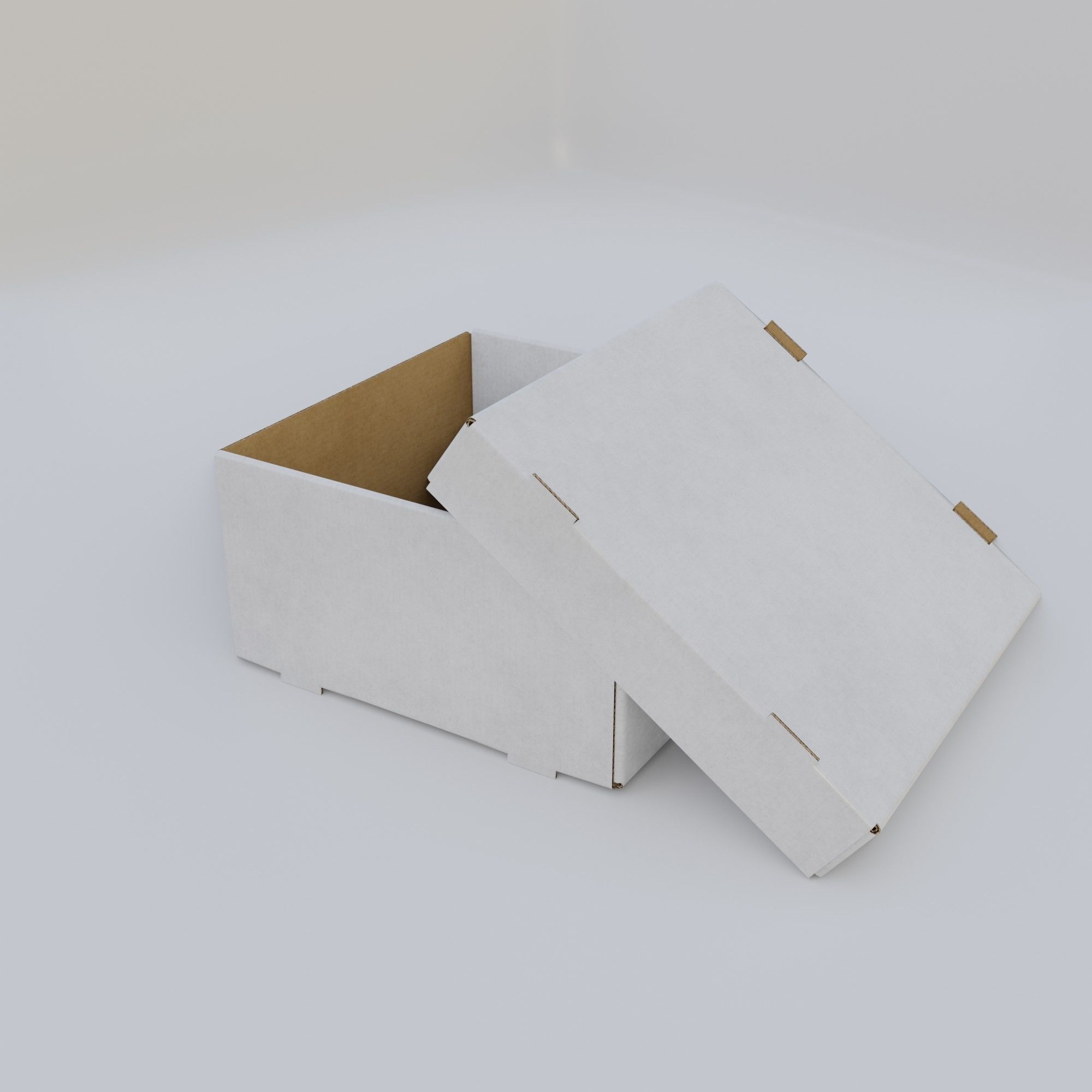 Cardboard Self-Assembly Box With Lid 3D model_46