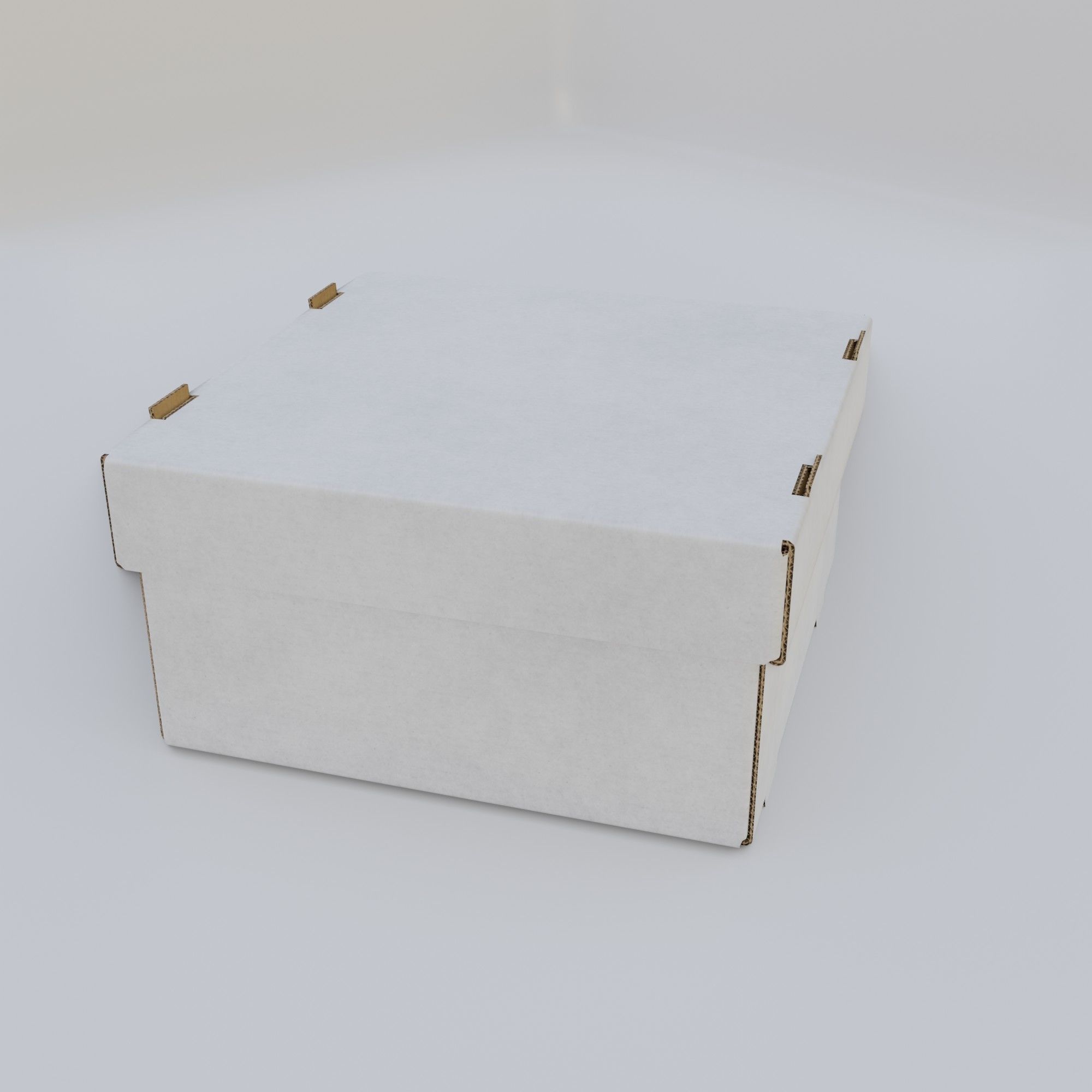 Cardboard Self-Assembly Box With Lid 3D model_5