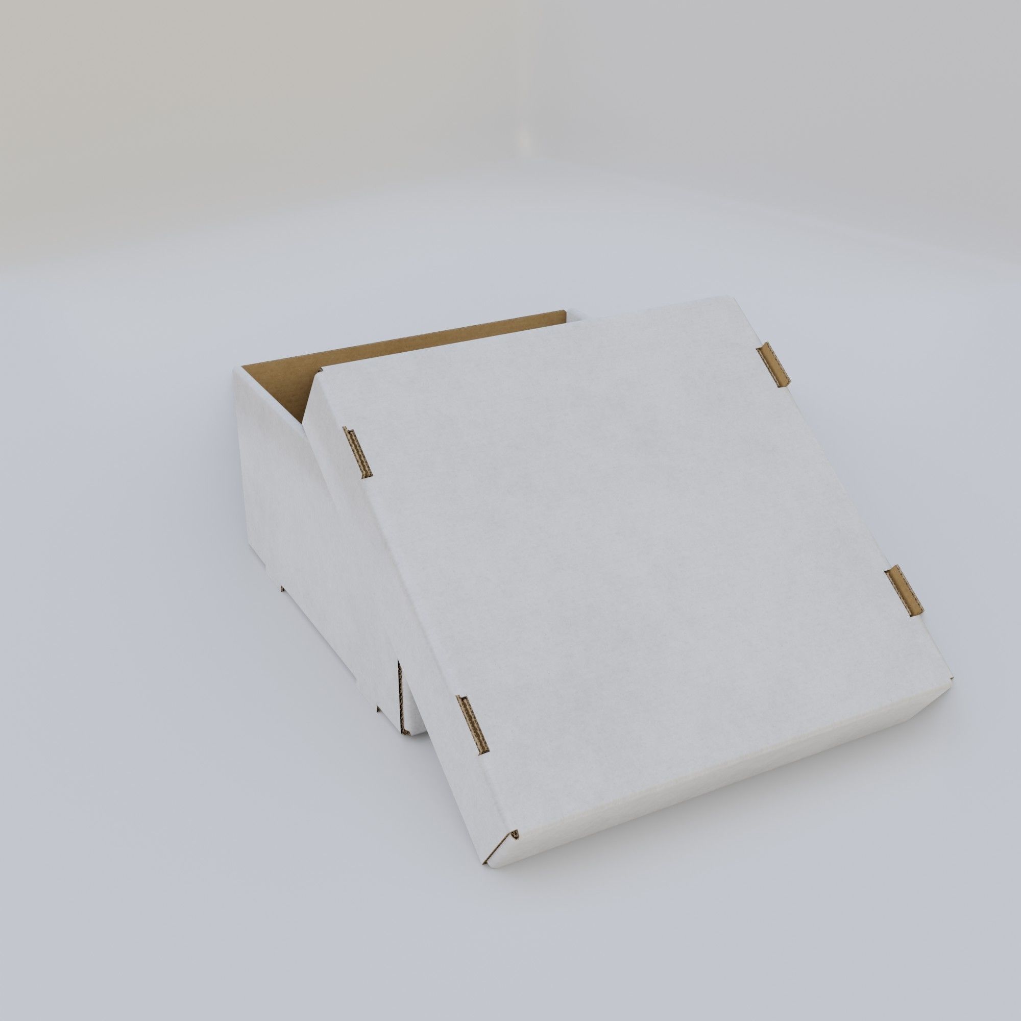 Cardboard Self-Assembly Box With Lid 3D model_44
