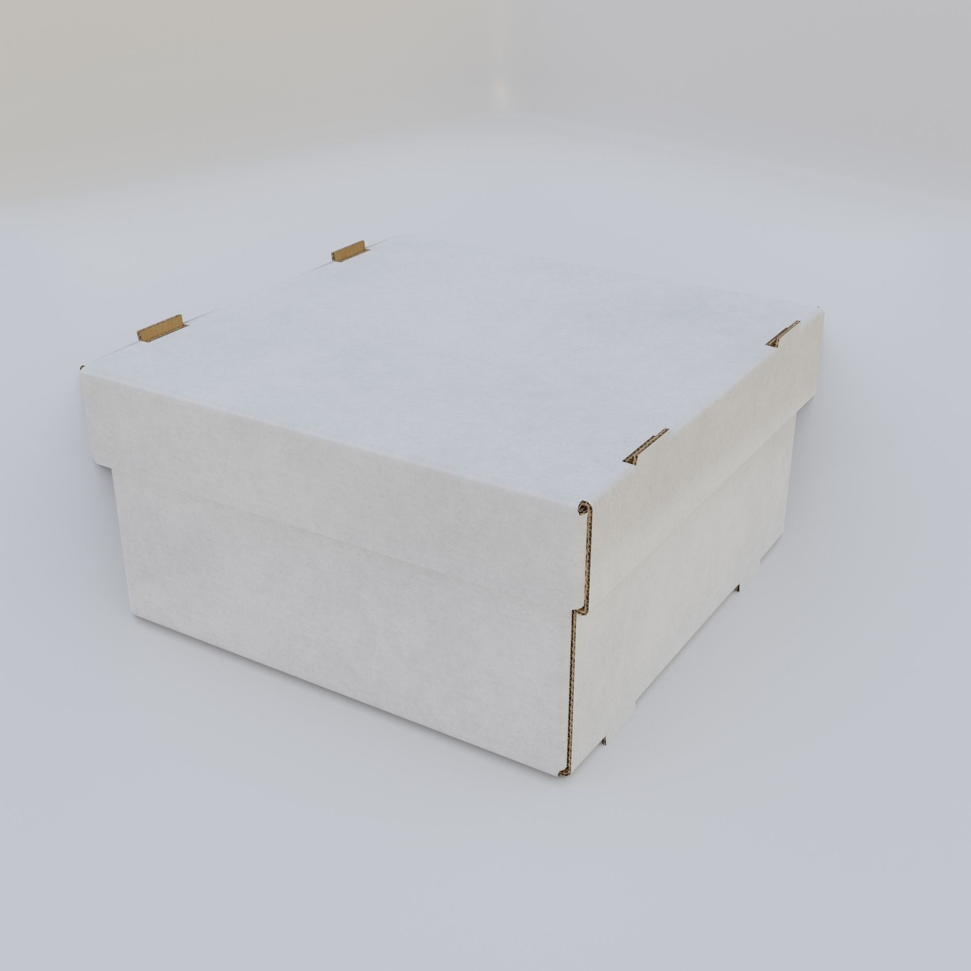 Cardboard Self-Assembly Box With Lid 3D model_4