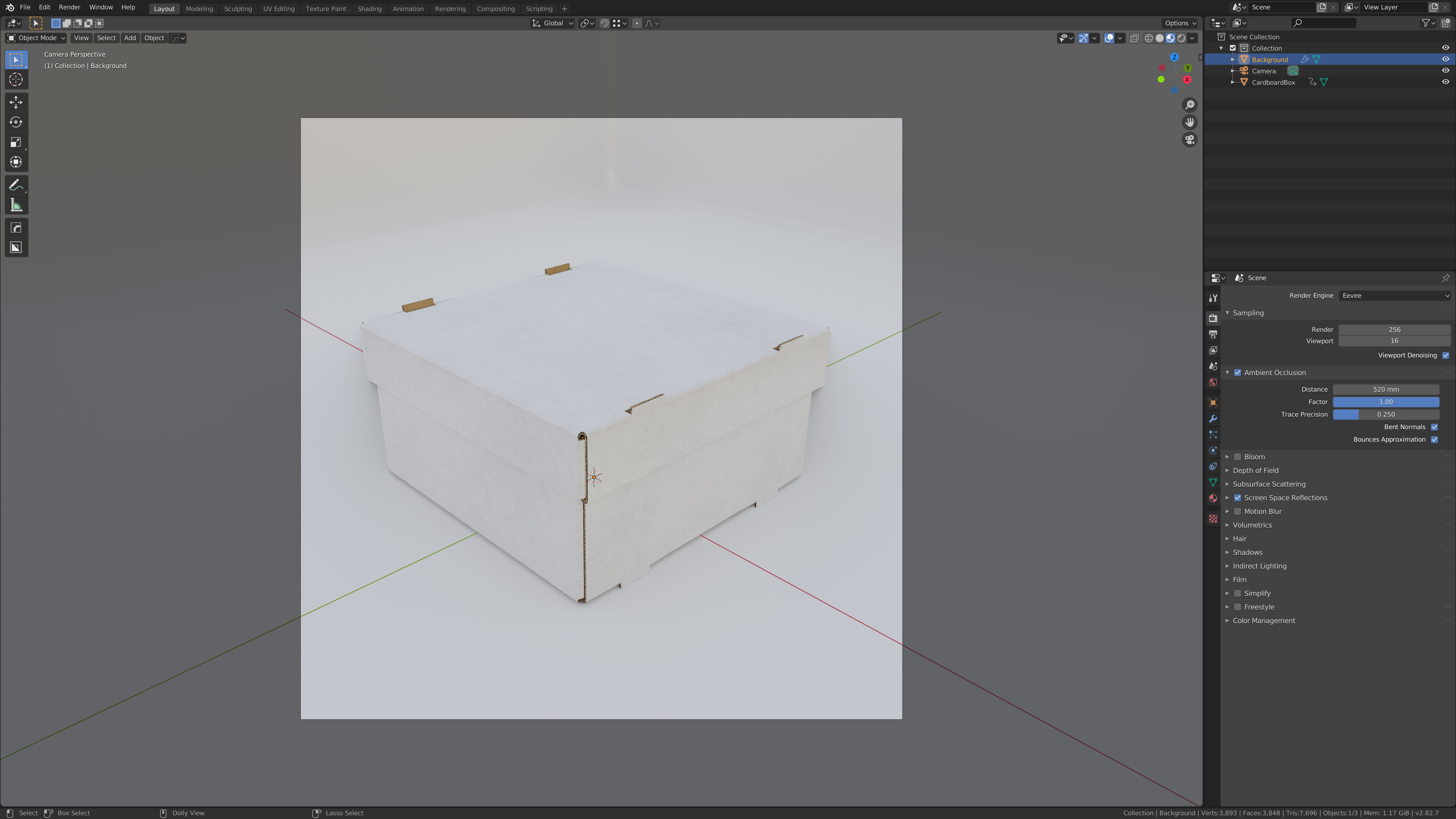 Cardboard Self-Assembly Box With Lid 3D model_52