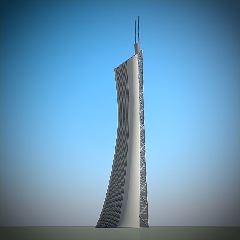 Skyscraper 01 Low-poly 3D model_1
