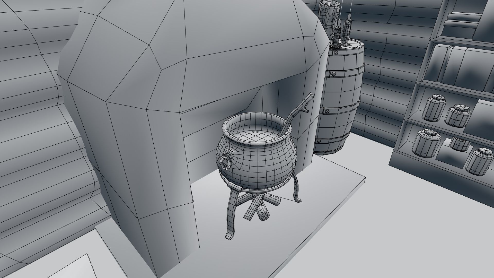 Low Poly Rigged Baba Yagas Hut Scene With PBR Materials Low-poly 3D model_50