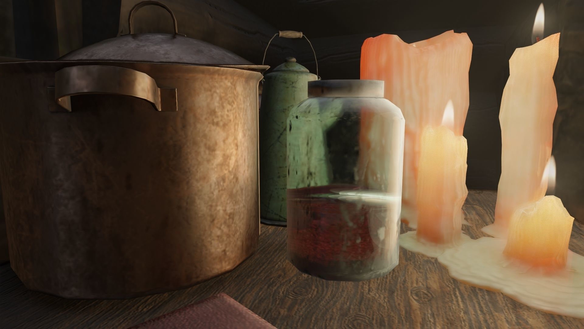 Low Poly Rigged Baba Yagas Hut Scene With PBR Materials Low-poly 3D model_21