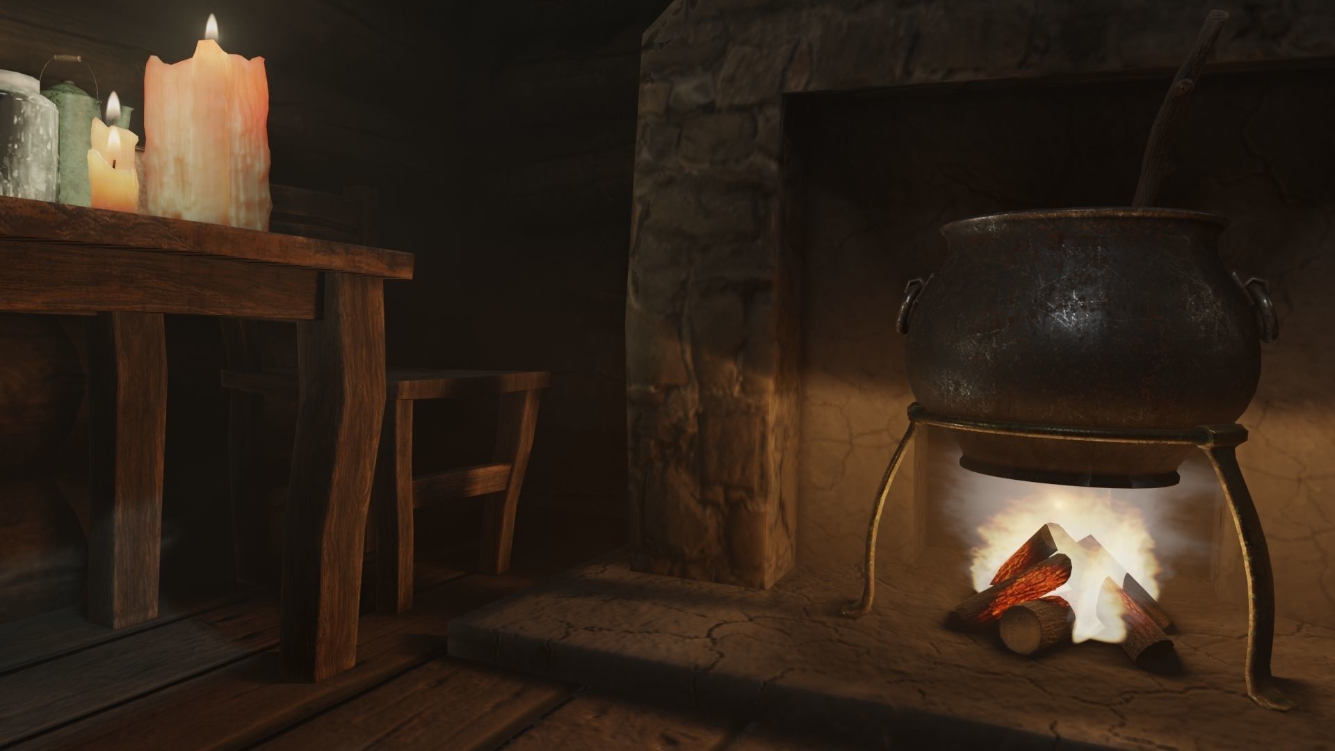 Low Poly Rigged Baba Yagas Hut Scene With PBR Materials Low-poly 3D model_22