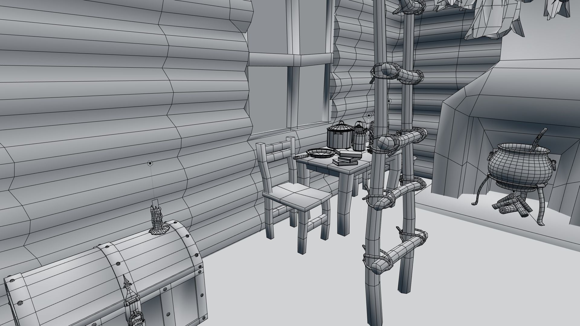 Low Poly Rigged Baba Yagas Hut Scene With PBR Materials Low-poly 3D model_48