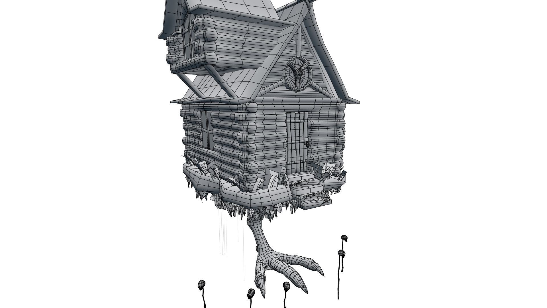 Low Poly Rigged Baba Yagas Hut Scene With PBR Materials Low-poly 3D model_45