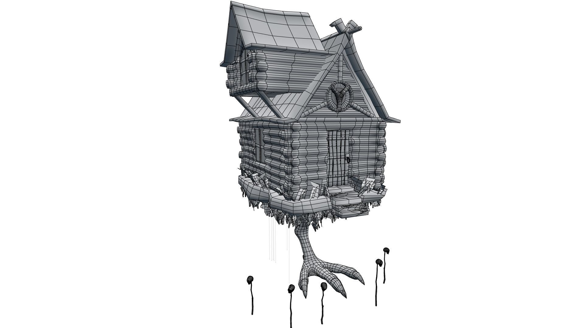 Low Poly Rigged Baba Yagas Hut Scene With PBR Materials Low-poly 3D model_38