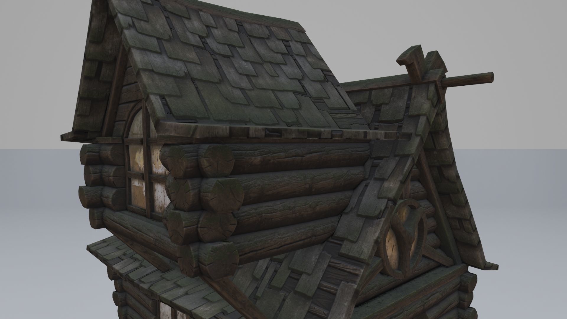 Low Poly Rigged Baba Yagas Hut Scene With PBR Materials Low-poly 3D model_14