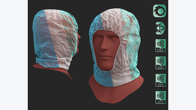 Surgical polypropylene medical scrub cap mask 3D model