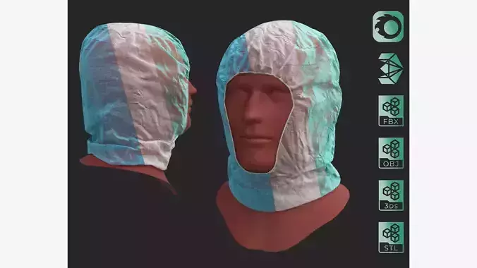 Surgical polypropylene medical scrub cap mask 3D model