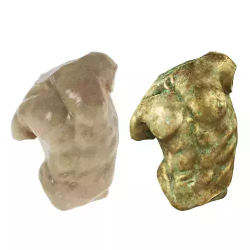  Gaddi Torso Marble  Old Bronze Sculpture