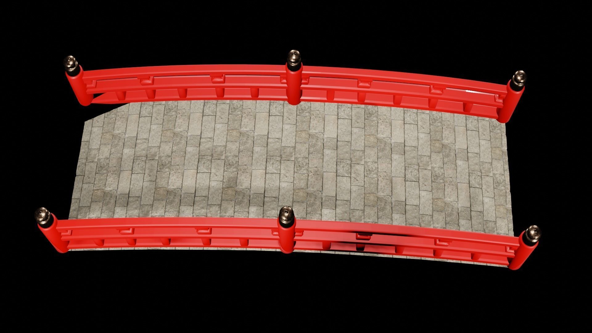 Japanese red bridge Free low-poly 3D model_3