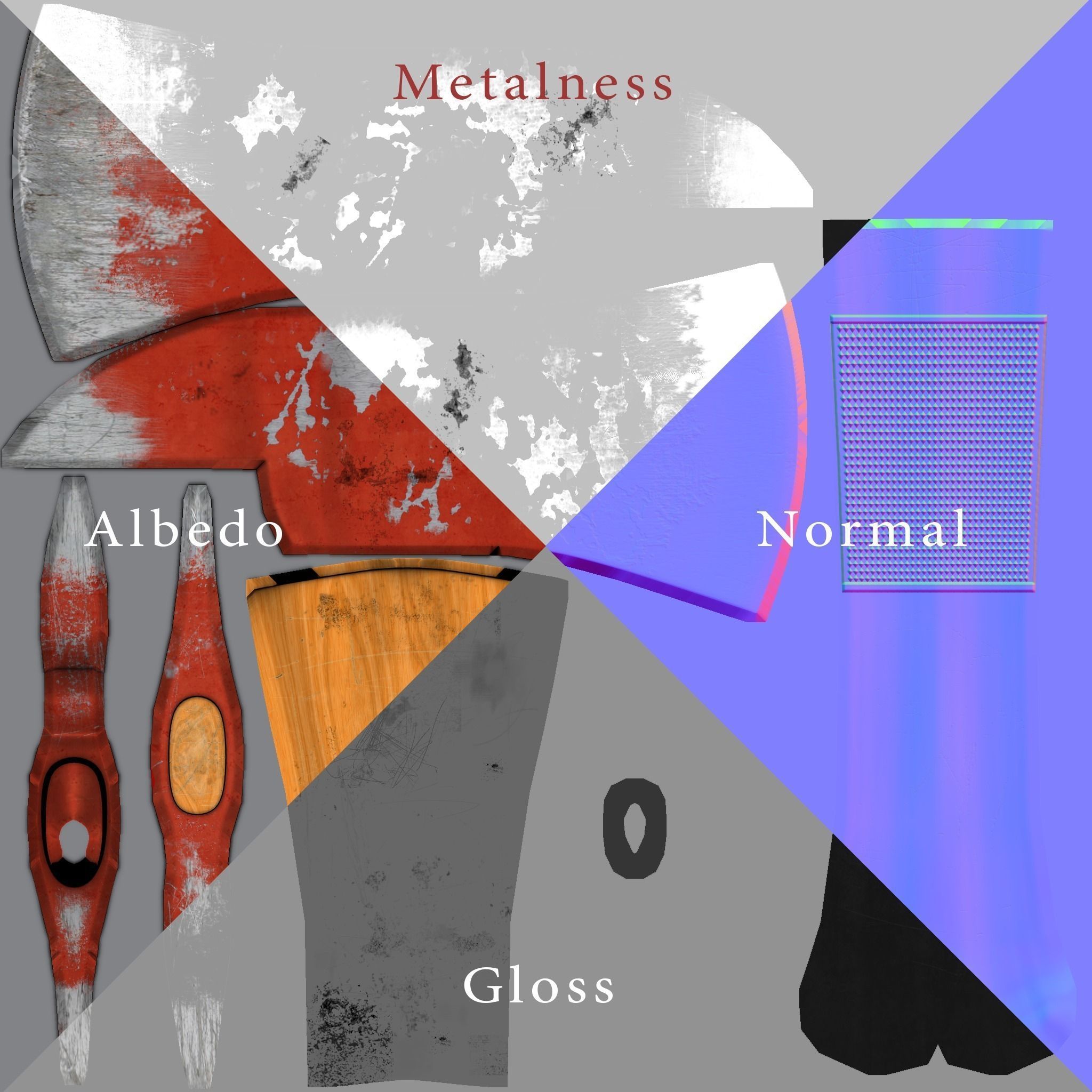 Fire Axe Low poly Low-poly 3D model_4