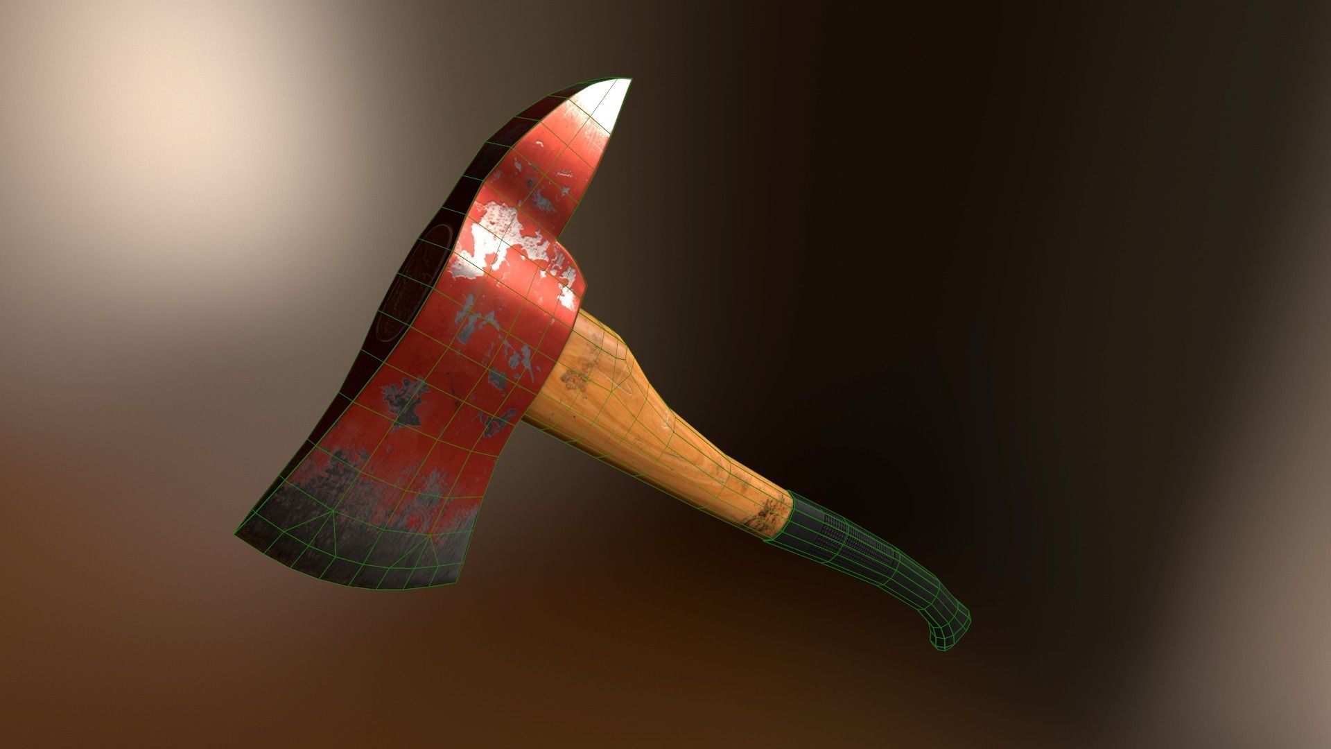 Fire Axe Low poly Low-poly 3D model_3