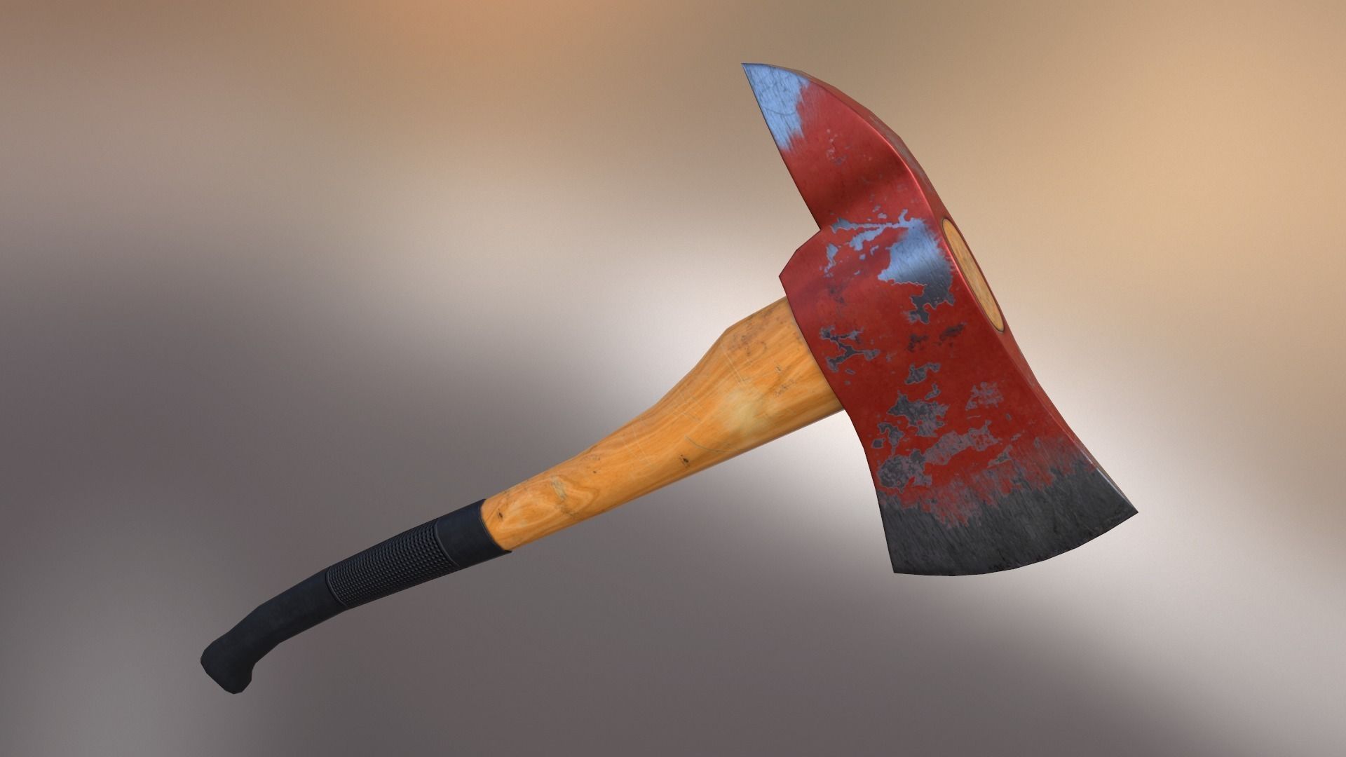 Fire Axe Low poly Low-poly 3D model_0