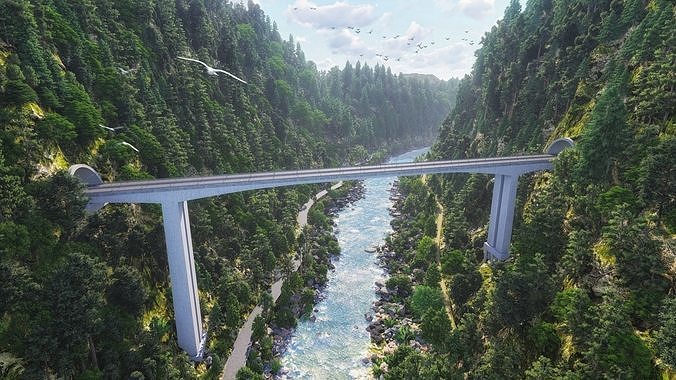 Lumion  Project File  Mountain Bridge 3D model