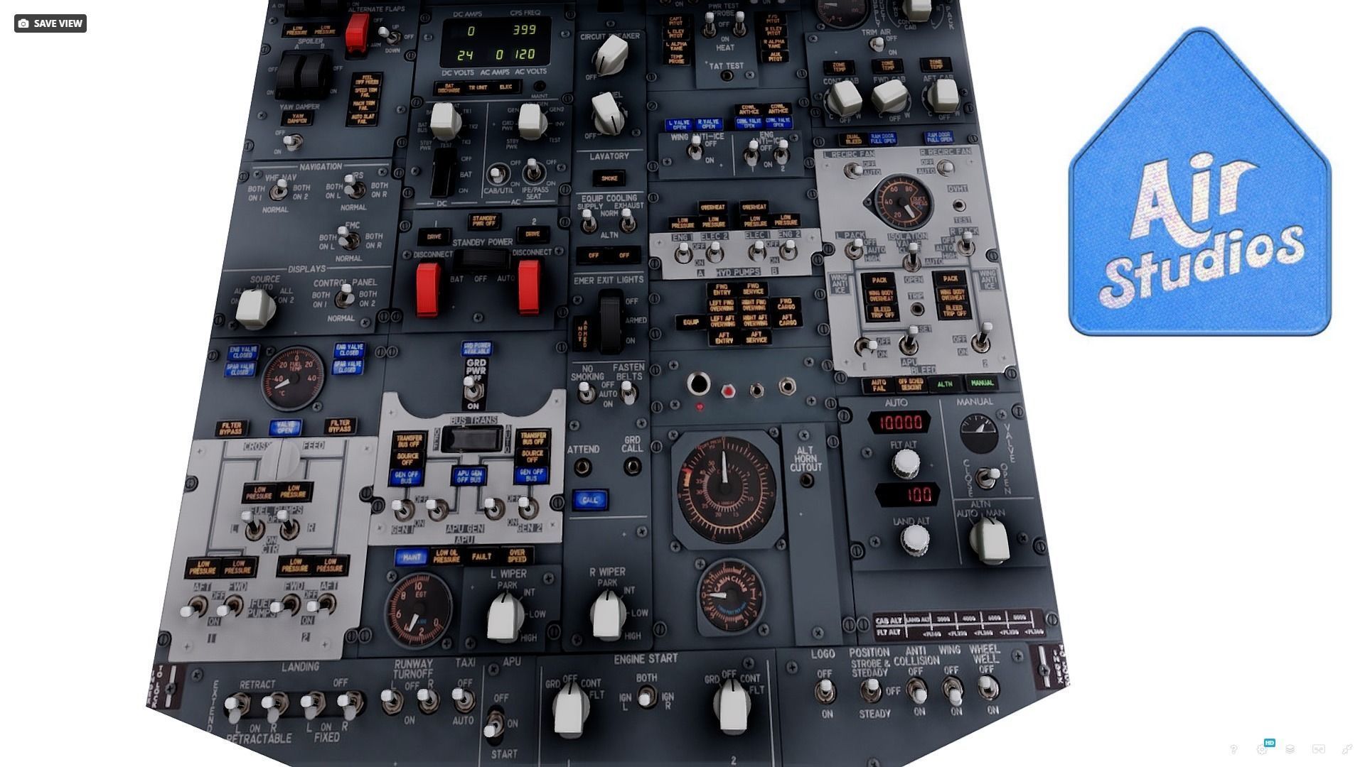 Boeing 737 Overhead Panel Low-poly 3D model_5