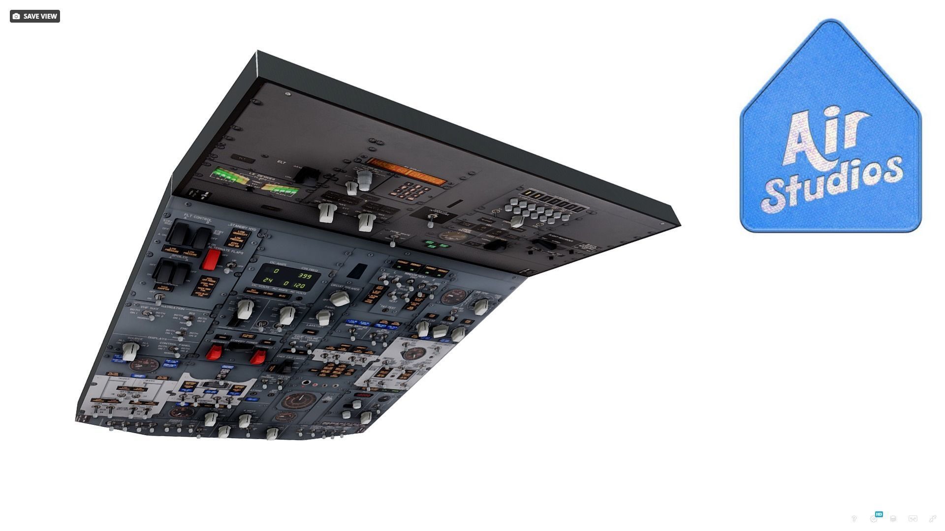 Boeing 737 Overhead Panel Low-poly 3D model_1
