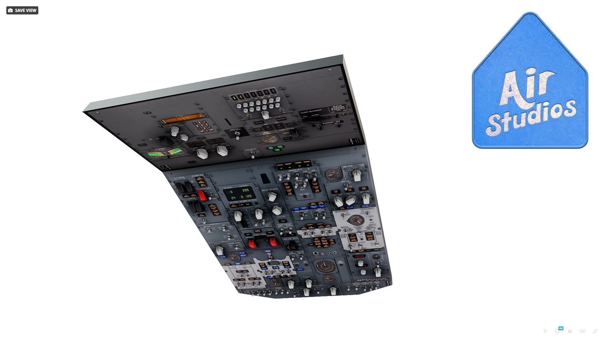 Boeing 737 Overhead Panel Low-poly 3D model_2