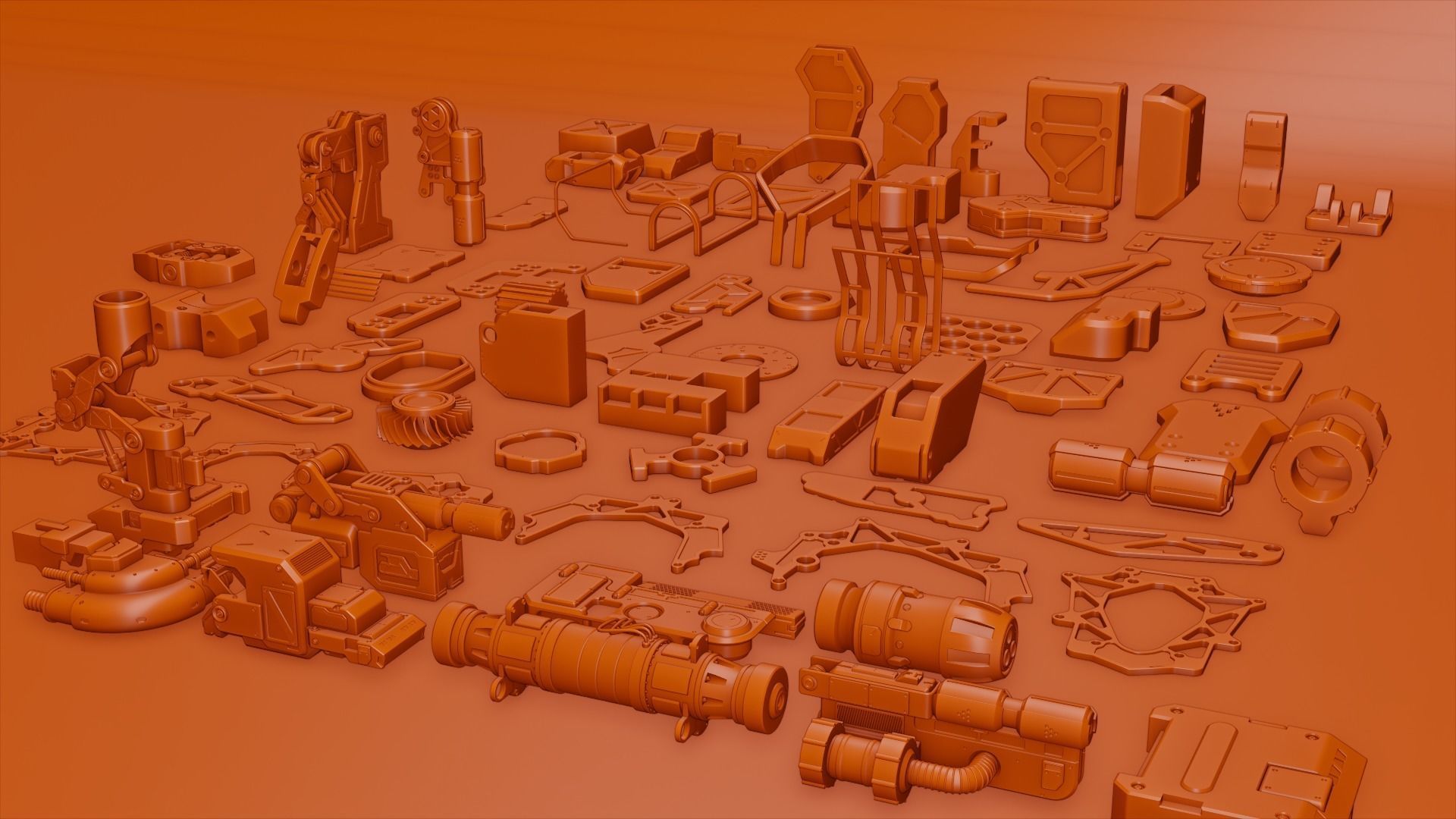 60 Sci Fi kitbash parts-1 3D model_4