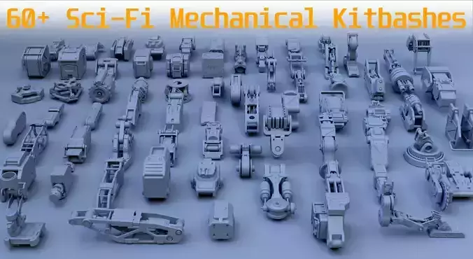 60 Sci Fi kitbash parts-1 3D model