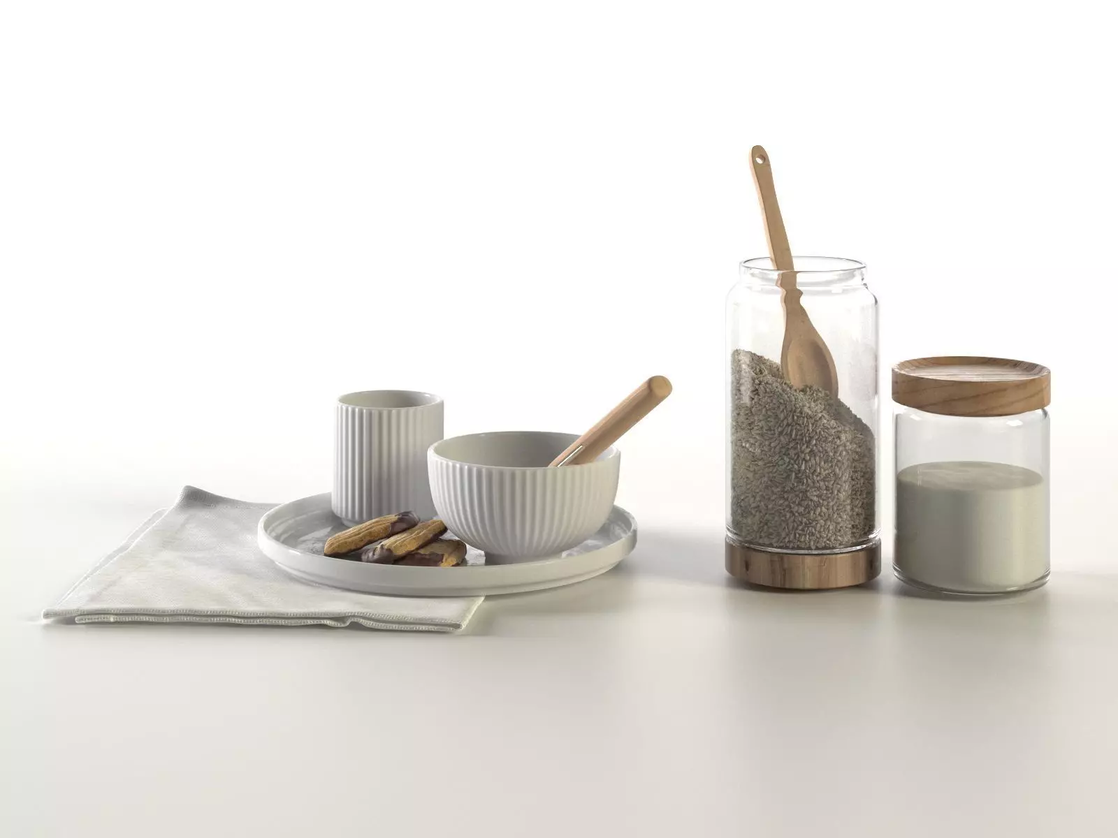 Cookies Condiments and Bowl 3D model_0