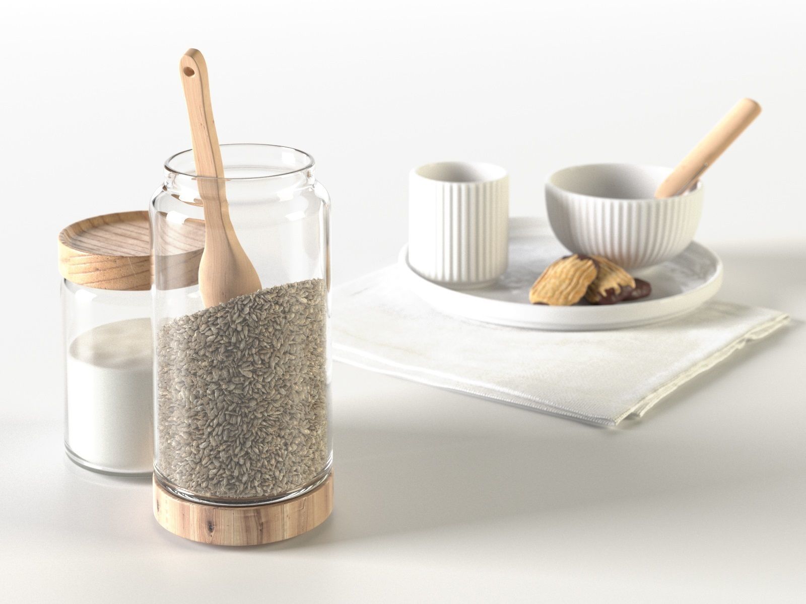 Cookies Condiments and Bowl 3D model_2