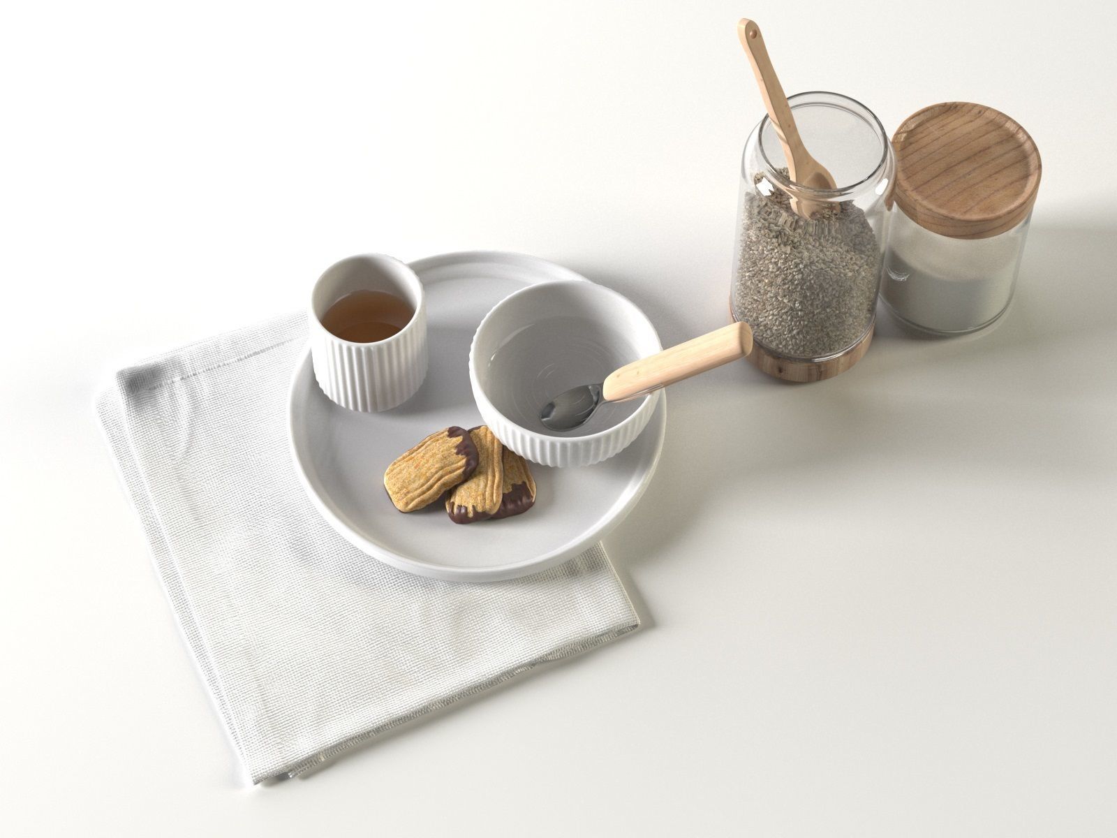 Cookies Condiments and Bowl 3D model_1