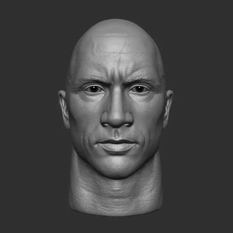 Dwayne Johnson head sculpt  3D print model_0