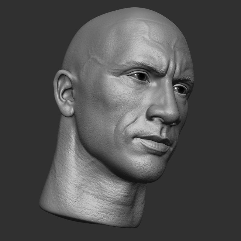 Dwayne Johnson head sculpt  3D print model_3