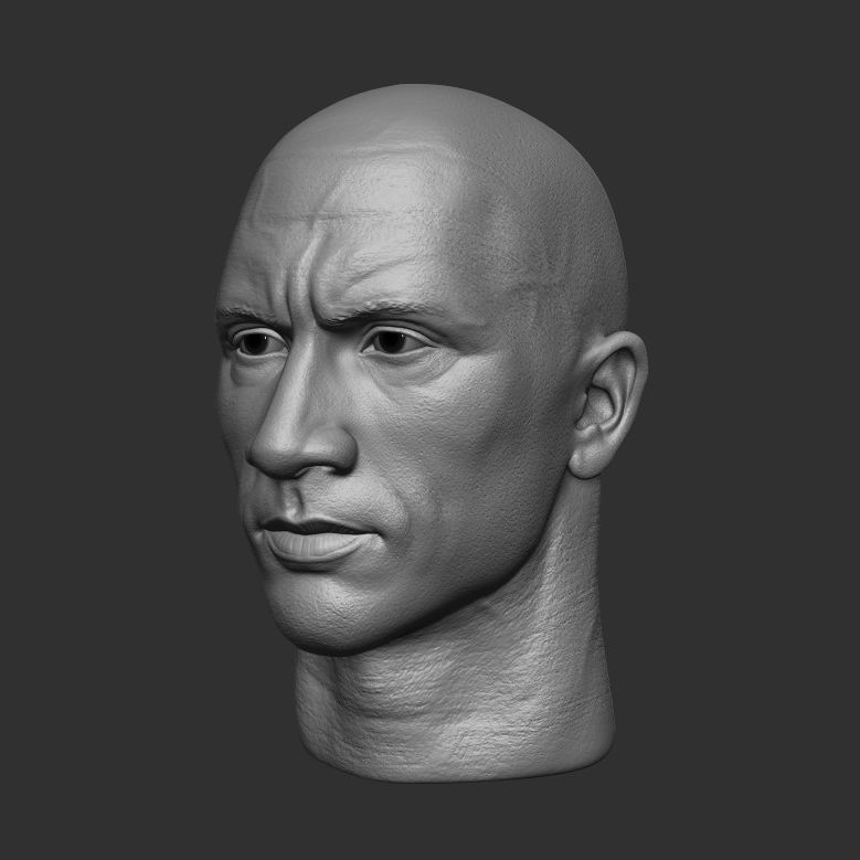 Dwayne Johnson head sculpt  3D print model_1