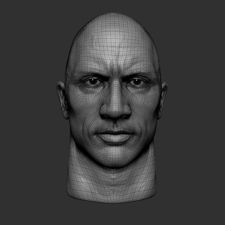 Dwayne Johnson head sculpt  3D print model_4