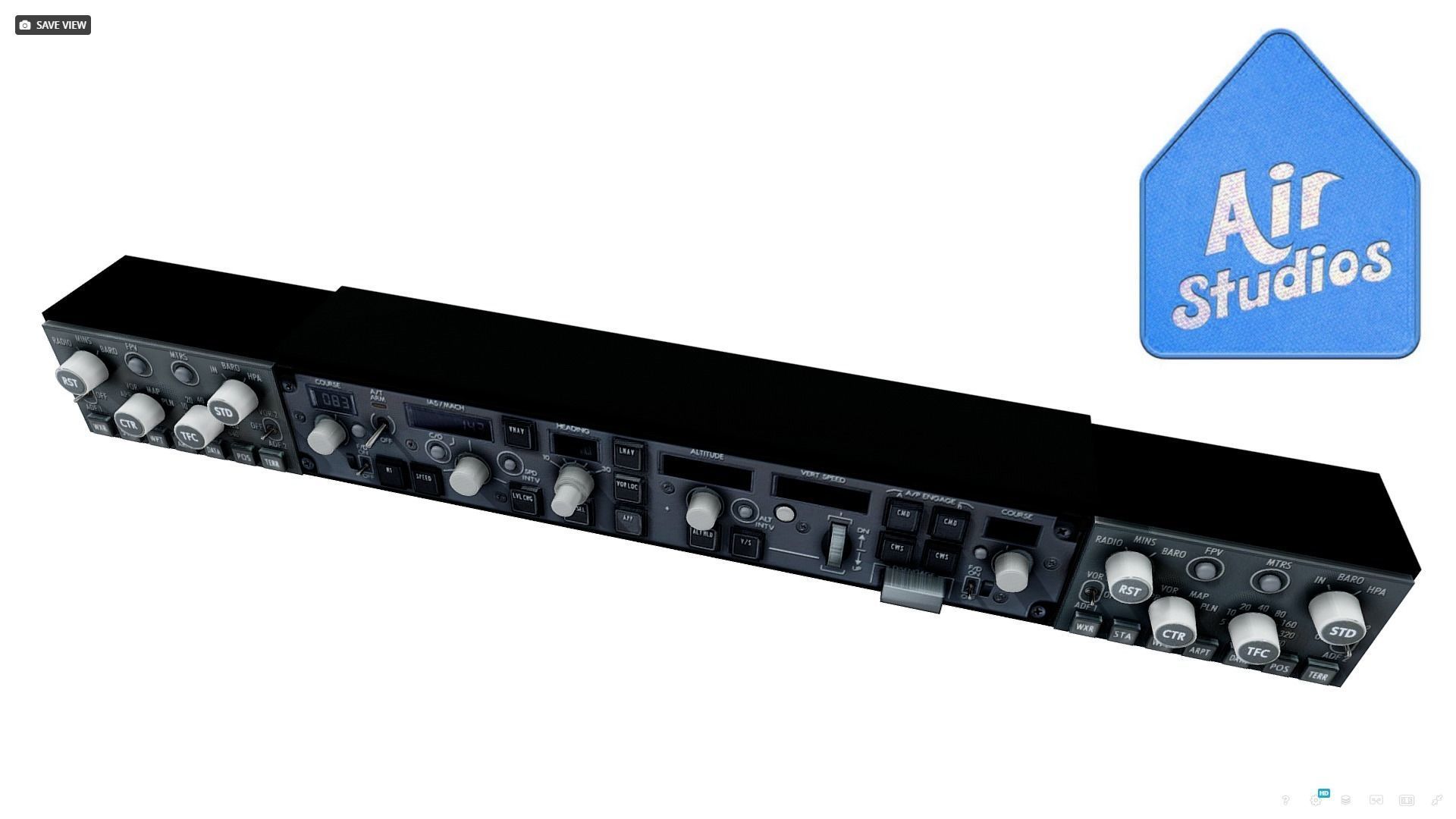 Boeing 737 Cockpit Part Autopilot Low-poly 3D model_4