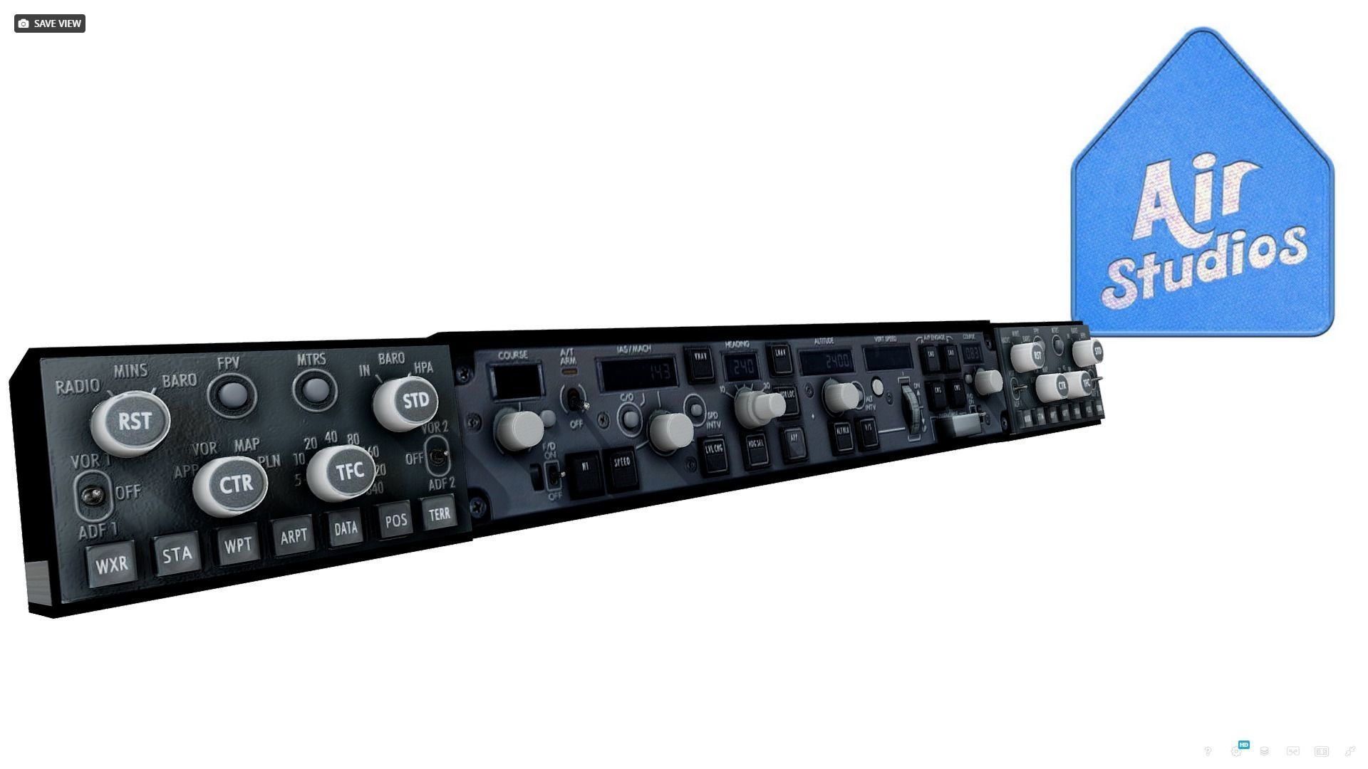 Boeing 737 Cockpit Part Autopilot Low-poly 3D model_3