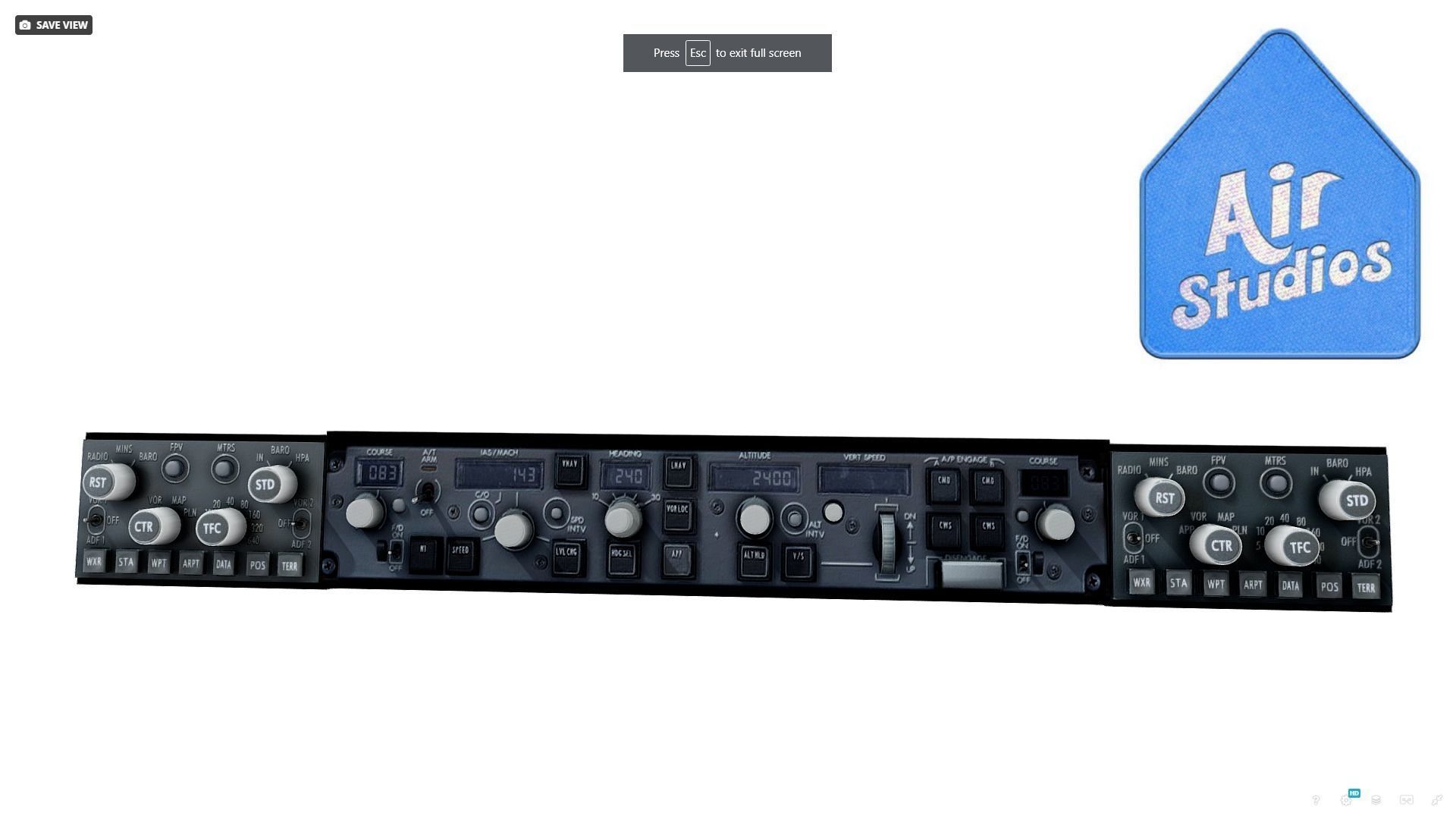 Boeing 737 Cockpit Part Autopilot Low-poly 3D model_1