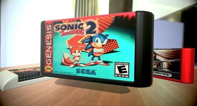 Genesis Video Game Cartridge Low-poly 3D model