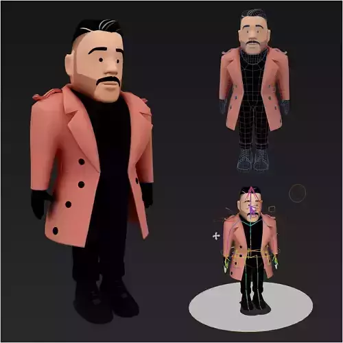 Cartoon Style Army major General Rigged  