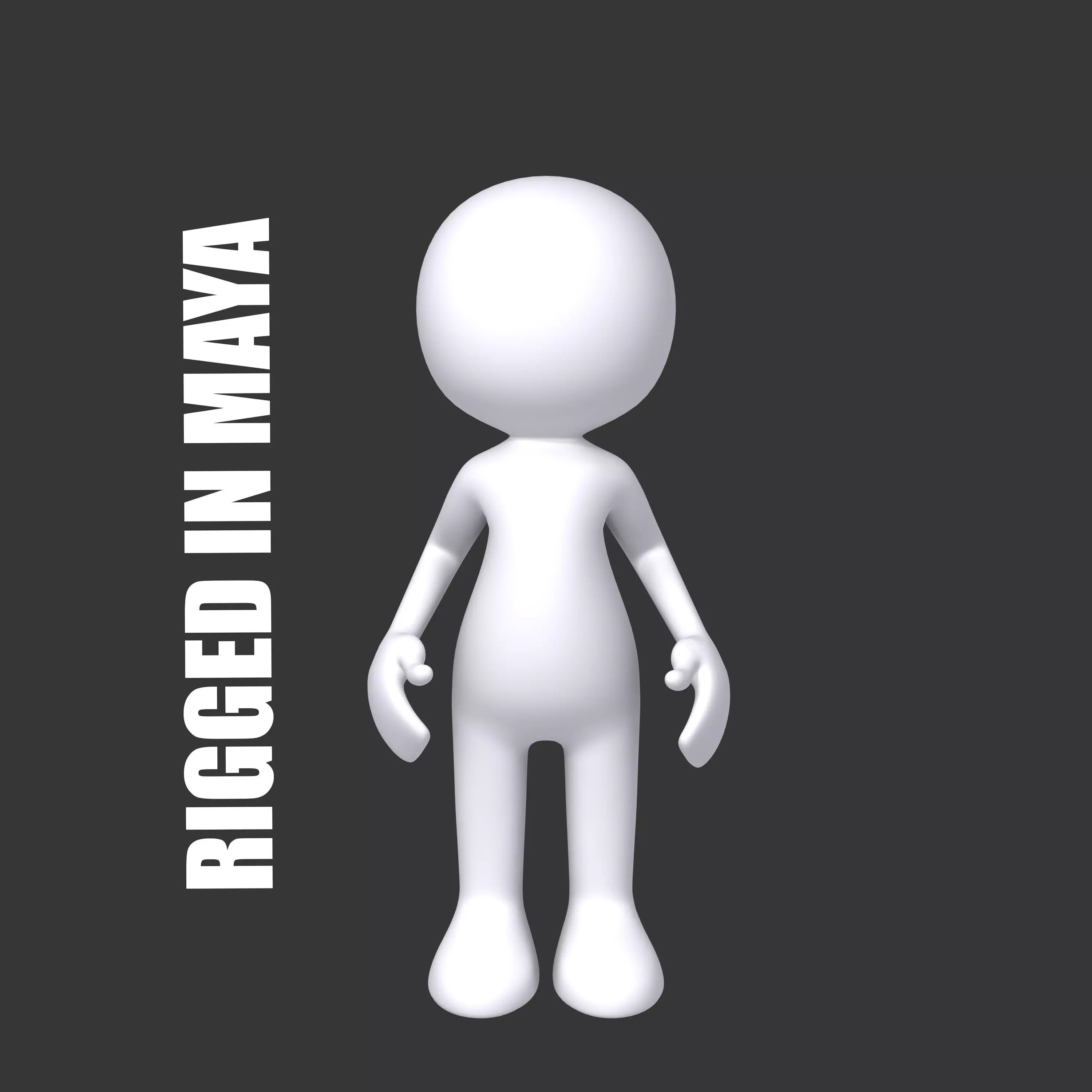Stickman Character Rigged 3D model_0