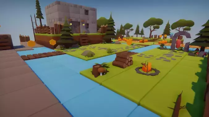 Cartoon Cube World - Brick Block 3D Asset Low-poly 3D model