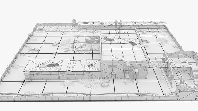 Abandoned Area - Ruined Factory  Low-poly 3D model 5