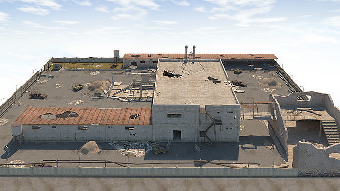 Abandoned Area - Ruined Factory  Low-poly 3D model 4