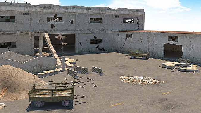 Abandoned Area - Ruined Factory  Low-poly 3D model 6