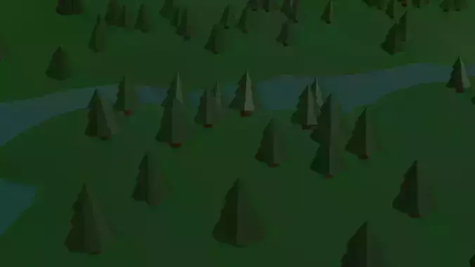 Booker forest with trees and river