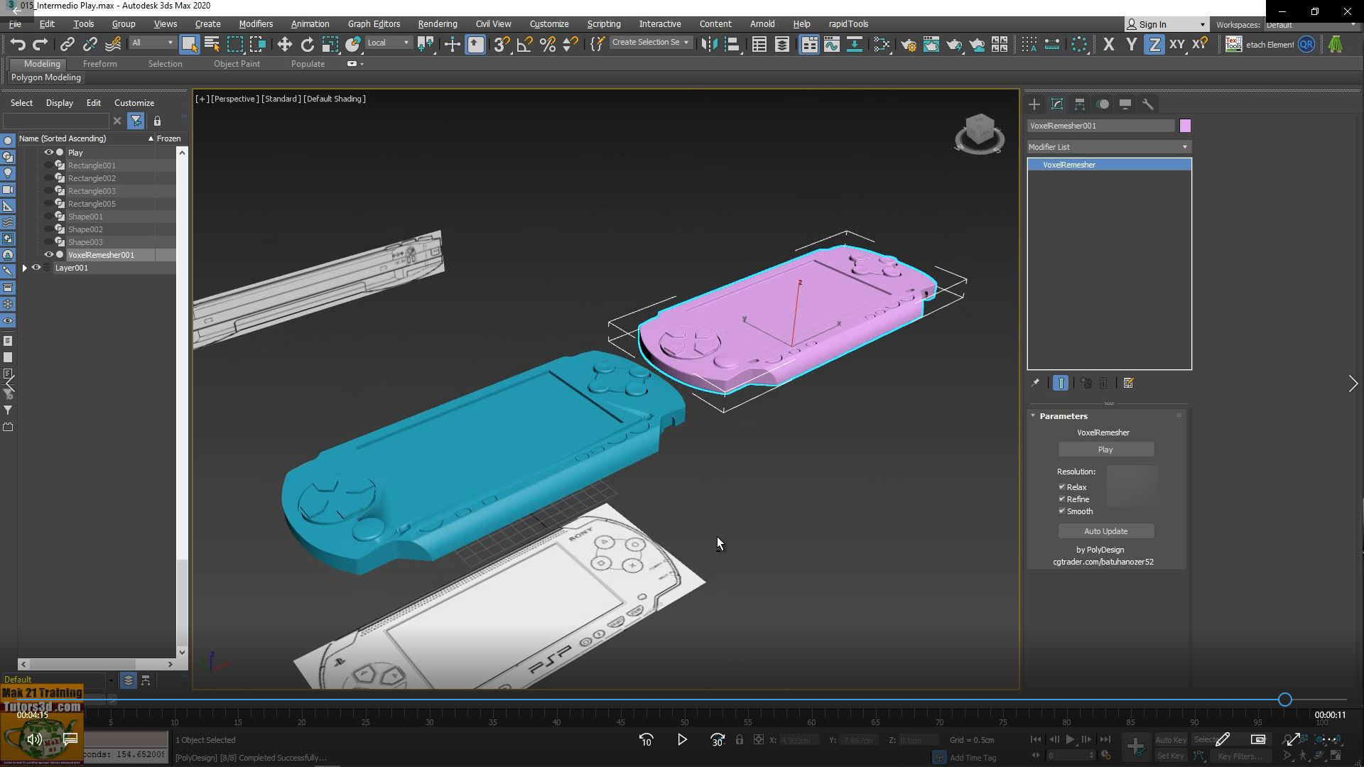 3dsmax Modellazione Avanzata Voxel Remesh Tutorial MP4 Low-poly 3D model_9