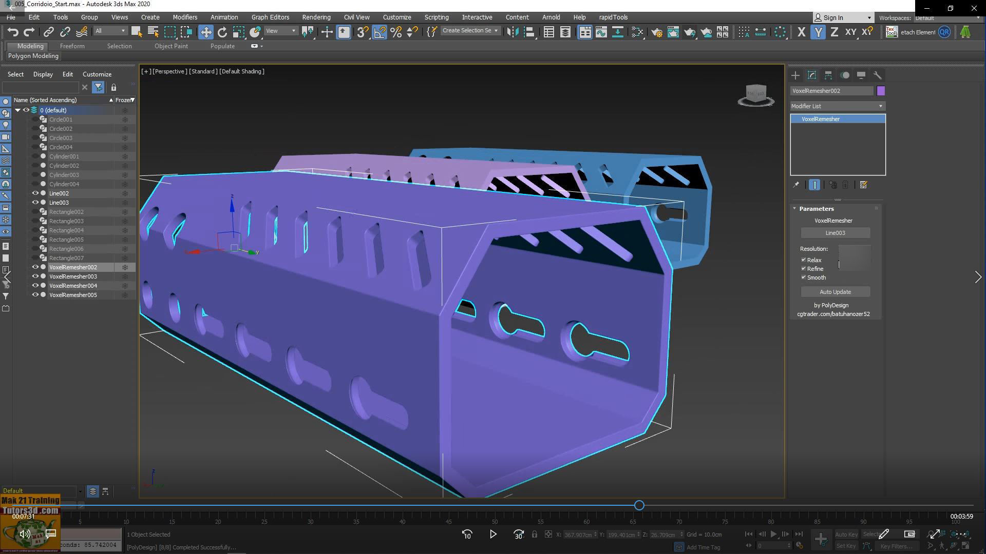 3dsmax Modellazione Avanzata Voxel Remesh Tutorial MP4 Low-poly 3D model_8